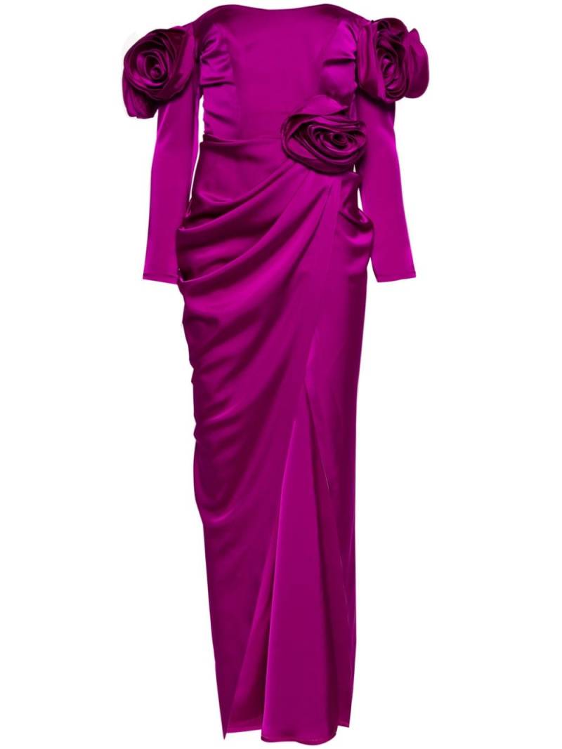 Ana Radu floral-appliqué satin gown - Purple von Ana Radu