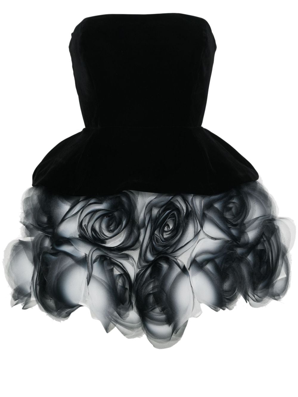 Ana Radu floral-appliqué strapless minidress - Black von Ana Radu