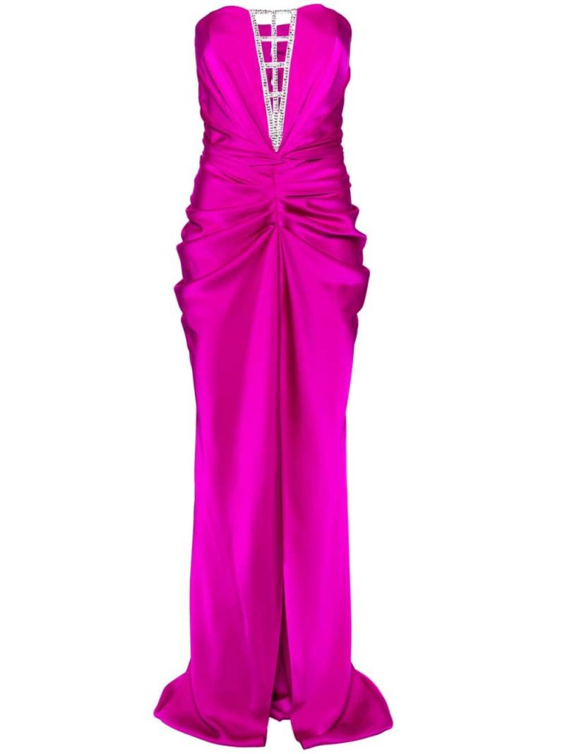 Ana Radu rhinestone-embellished draped satin gown - Pink von Ana Radu