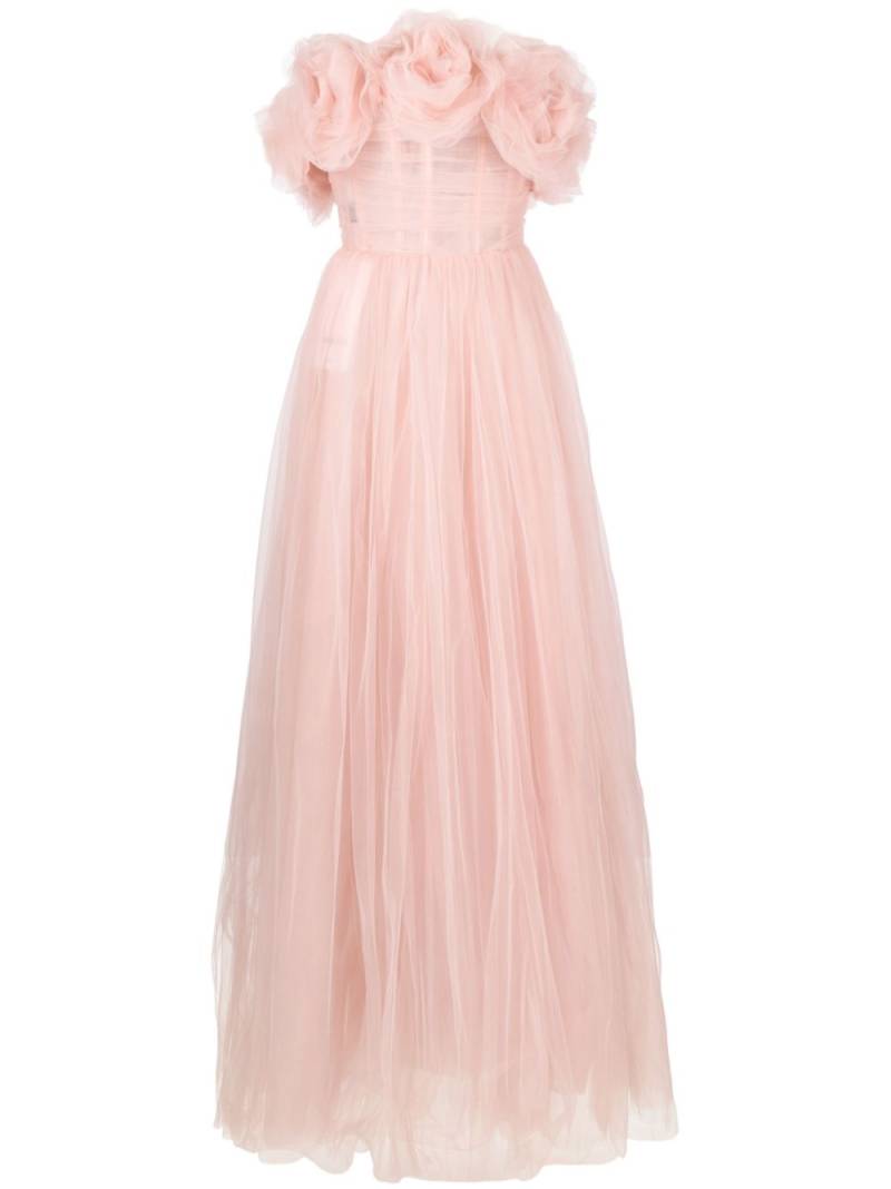 Ana Radu rose-appliqué tulle gown dress - Pink von Ana Radu