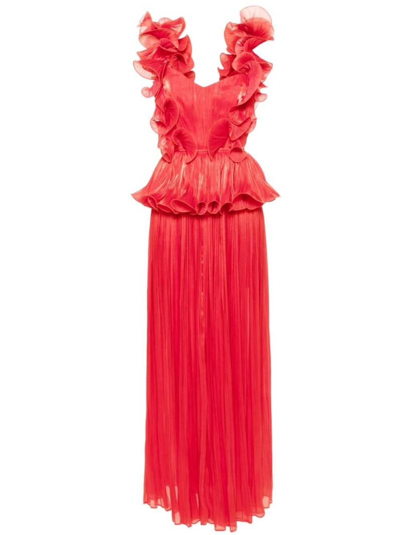 Ana Radu ruffled-detail plissé gown - Red von Ana Radu