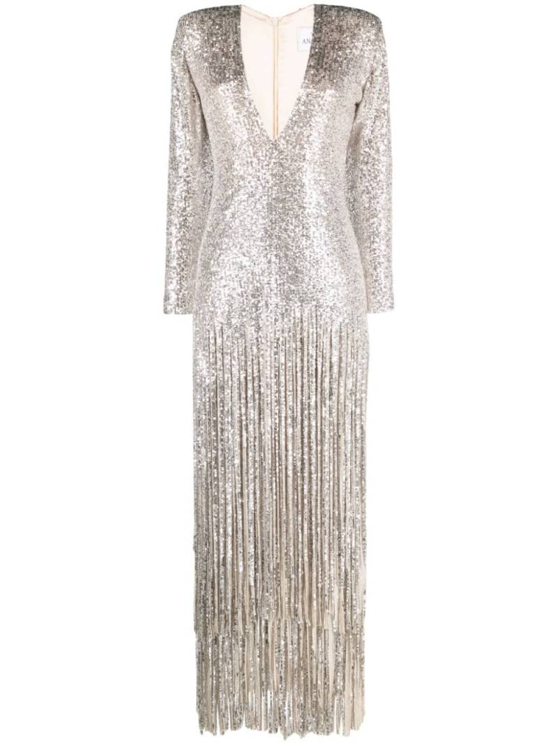 Ana Radu sequinned fringed gown - Silver von Ana Radu