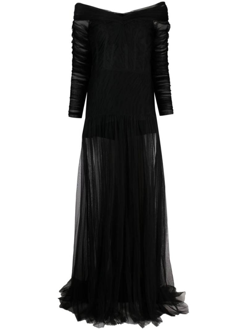 Ana Radu sheer-overlay off-shoulder gown - Black von Ana Radu