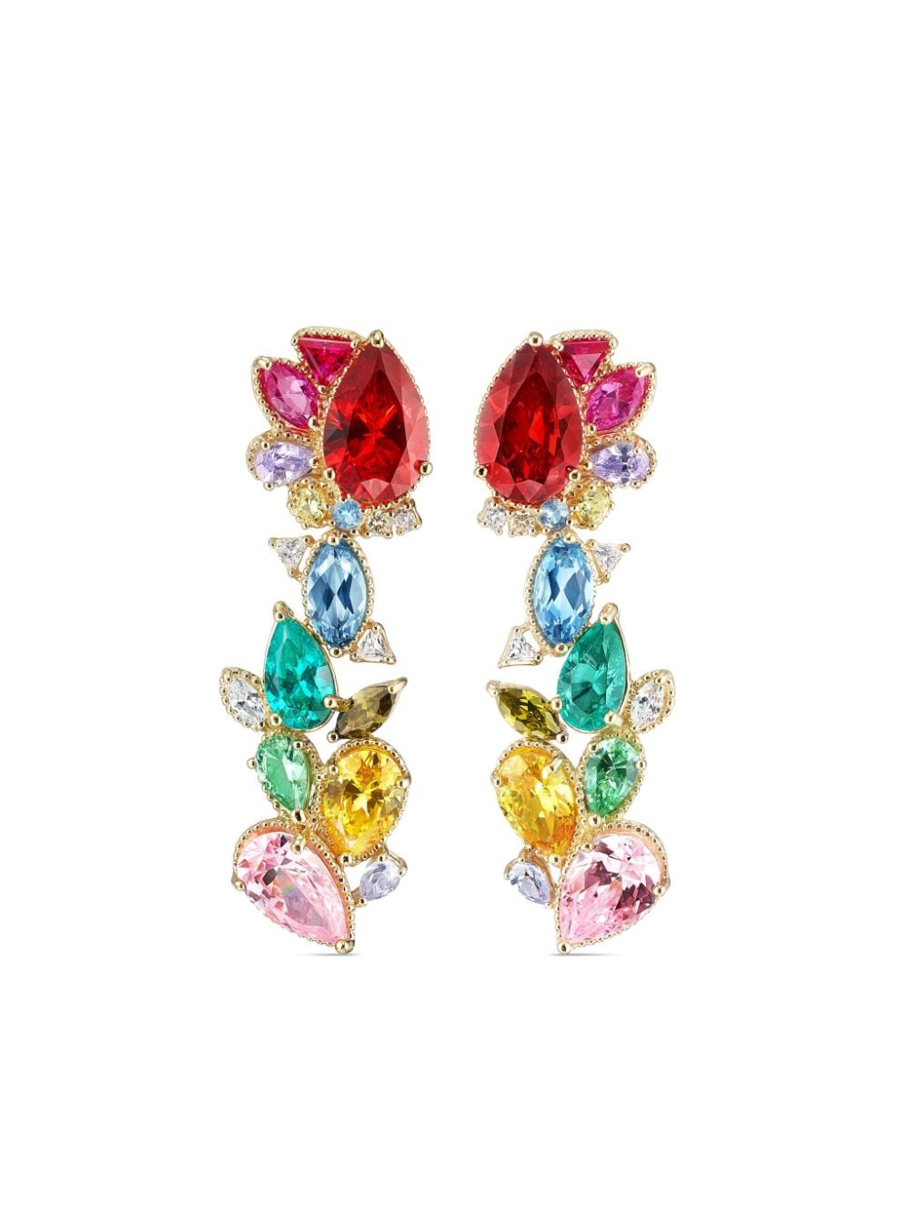 Anabela Chan 18k yellow gold Garden Of Eden multi-stone earrings - Red von Anabela Chan