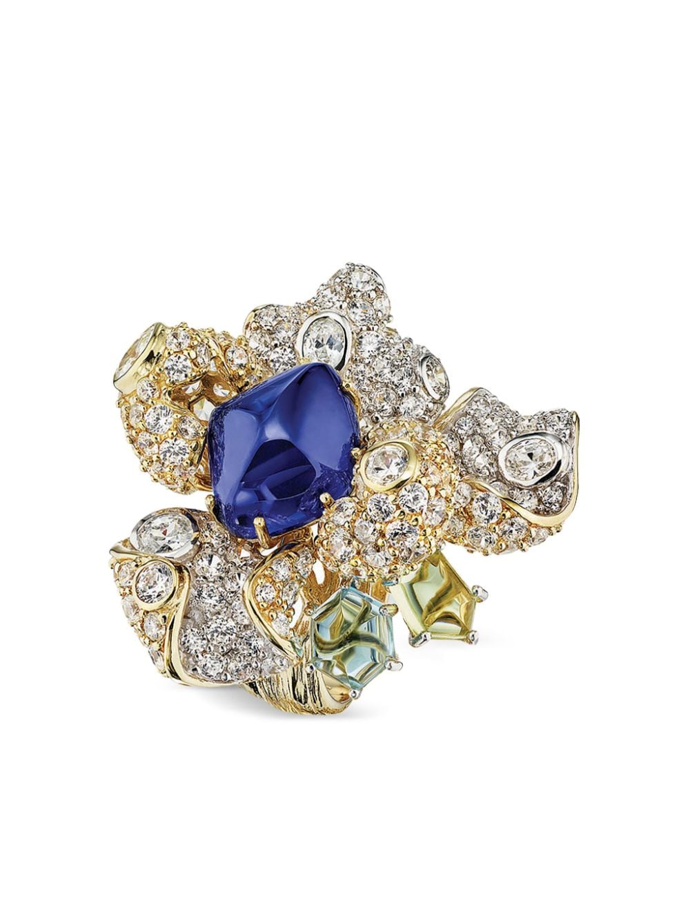 Anabela Chan 18kt gold vermeil Sapphire Blossom gemstone ring - Blue von Anabela Chan