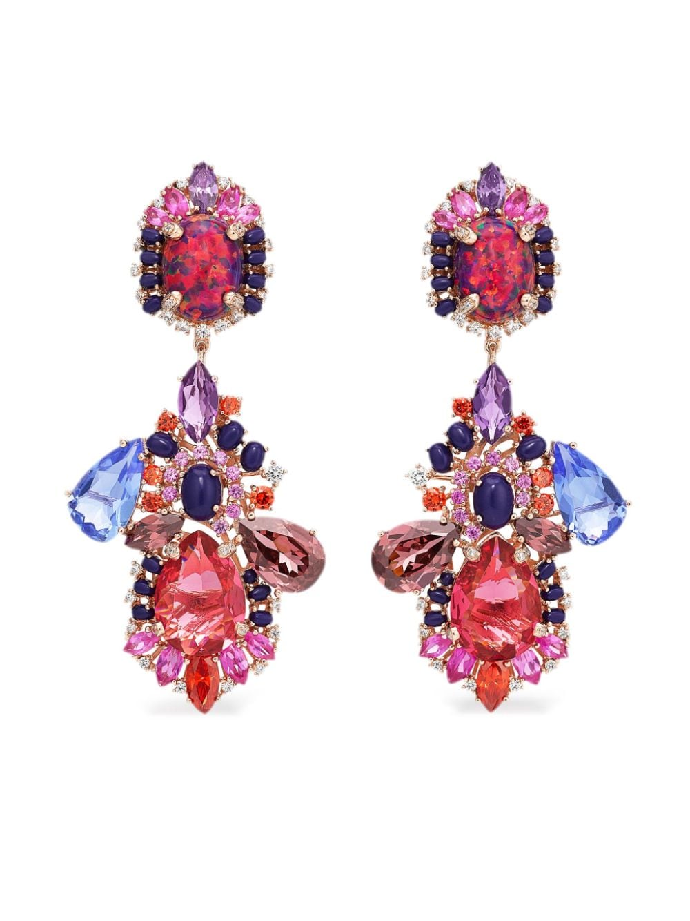 Anabela Chan 18kt rose gold multi-stone chandelier earrings - Pink von Anabela Chan