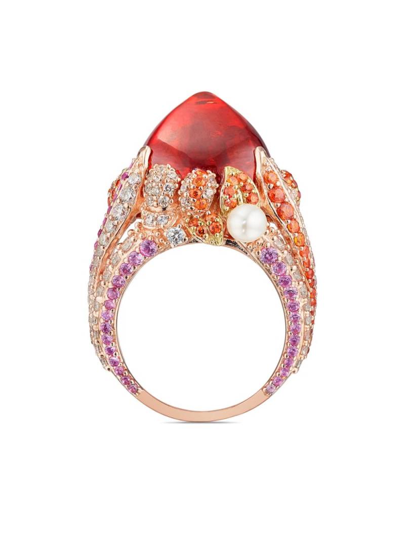 Anabela Chan 18kt rose gold vermeil Goldenberry Sugarloaf gemstone and pearl ring - Orange von Anabela Chan