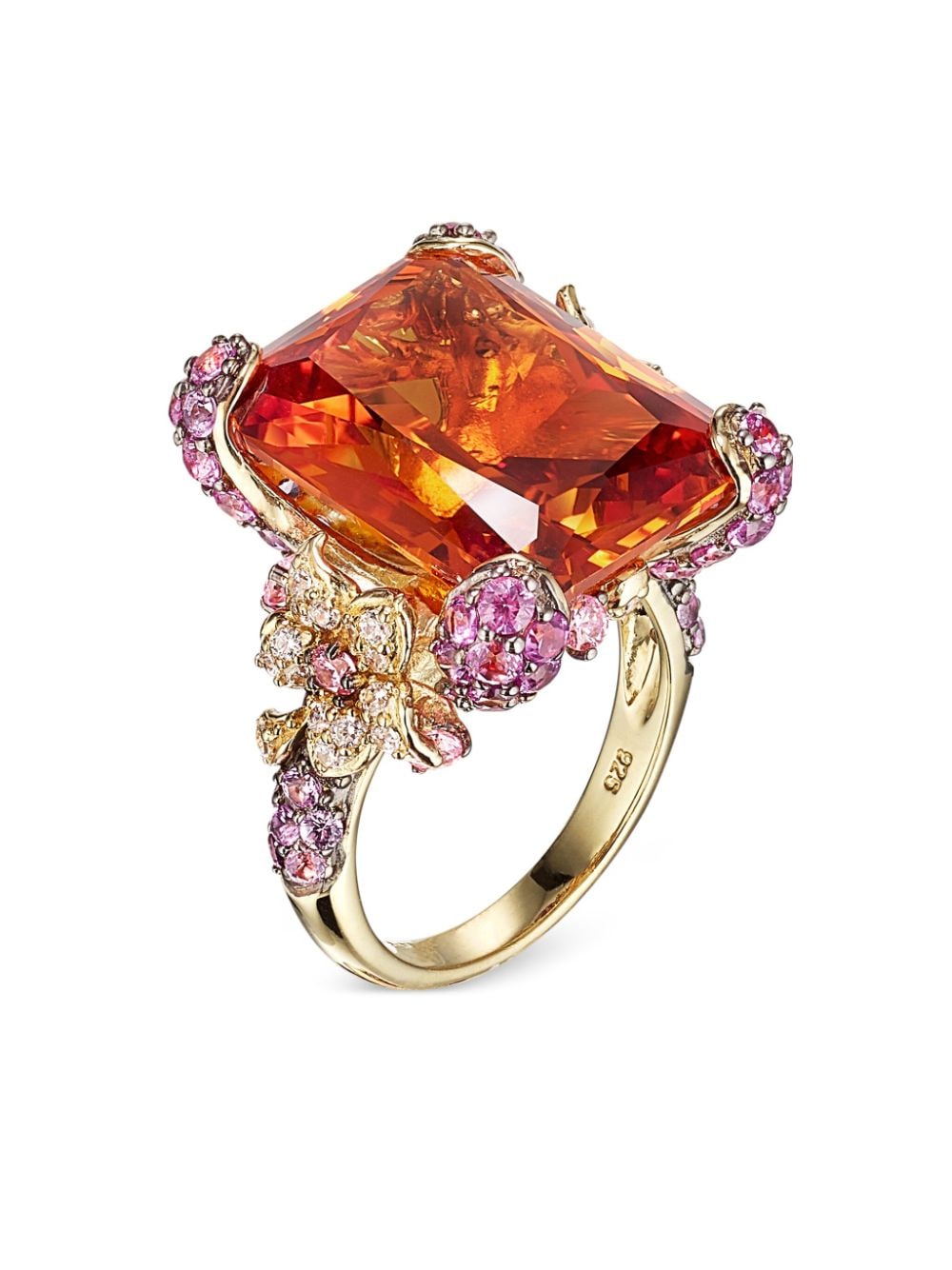 Anabela Chan 18kt white and yellow gold Imperial Cinderella sapphire and diamond cocktail ring - Orange von Anabela Chan