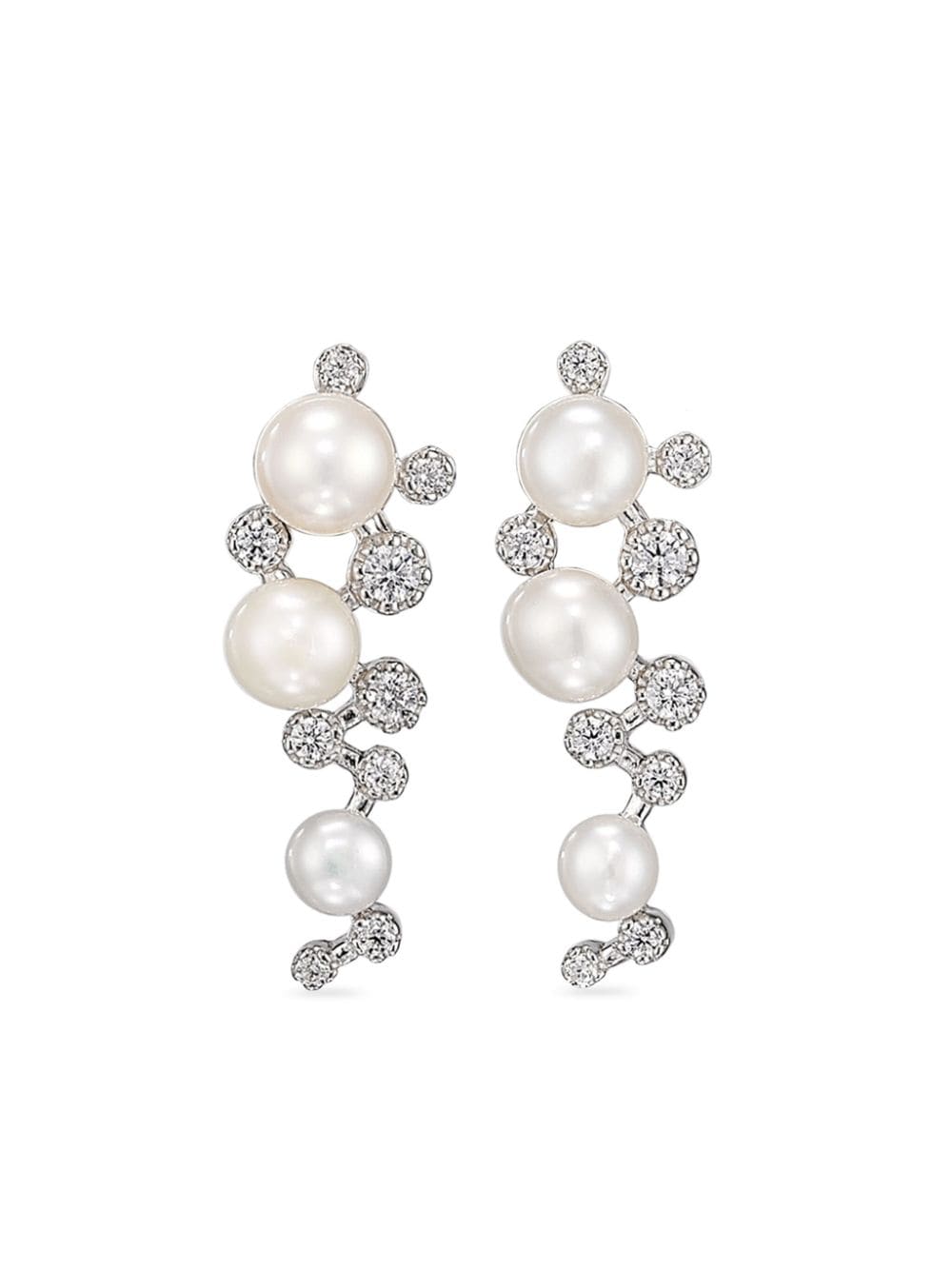 Anabela Chan 18kt white gold Mini Constellation diamond and freshwater pearl earrings von Anabela Chan