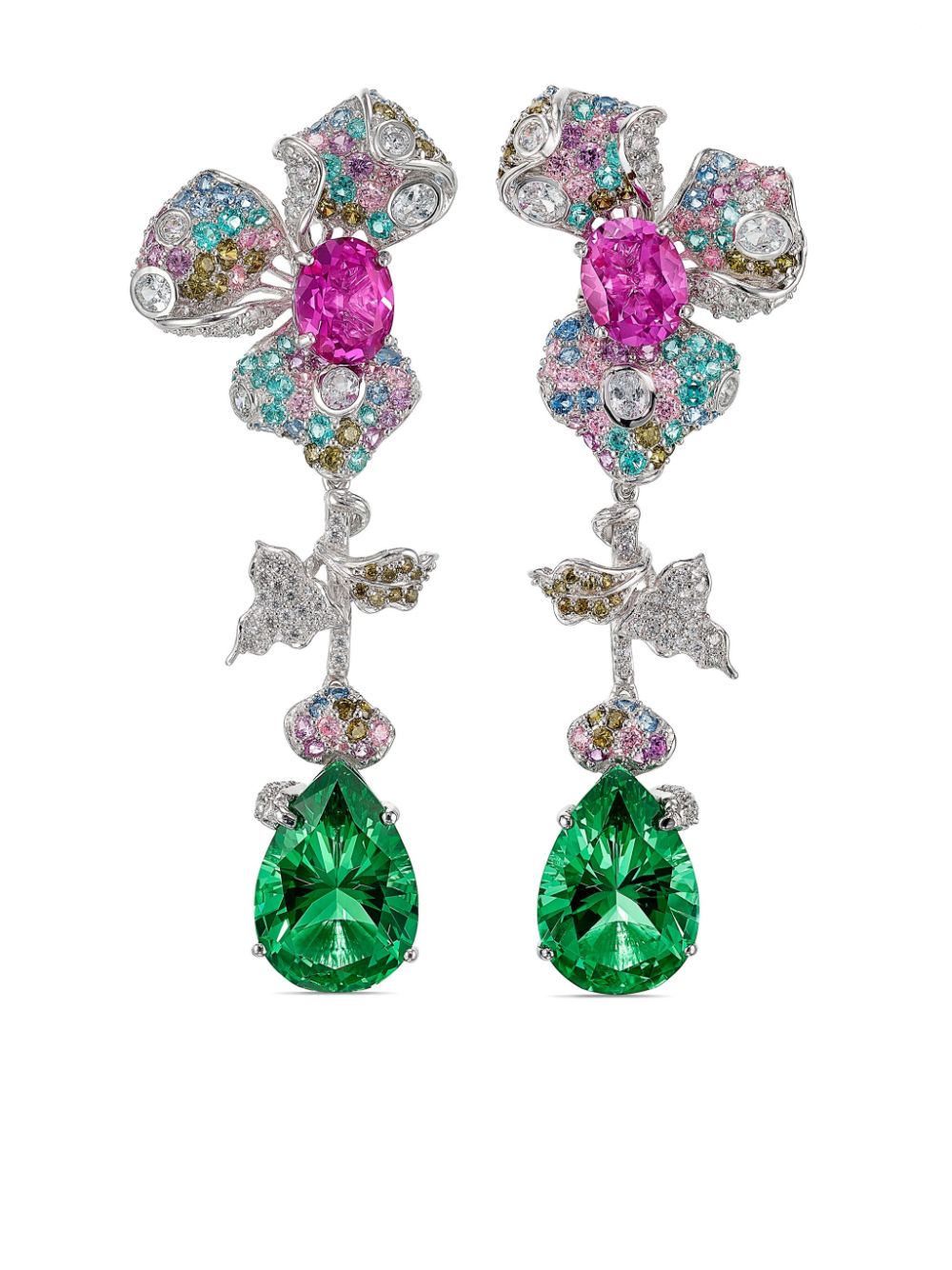 Anabela Chan 18kt white gold vermeil Garden Orchid multi-stone earrings - Pink von Anabela Chan