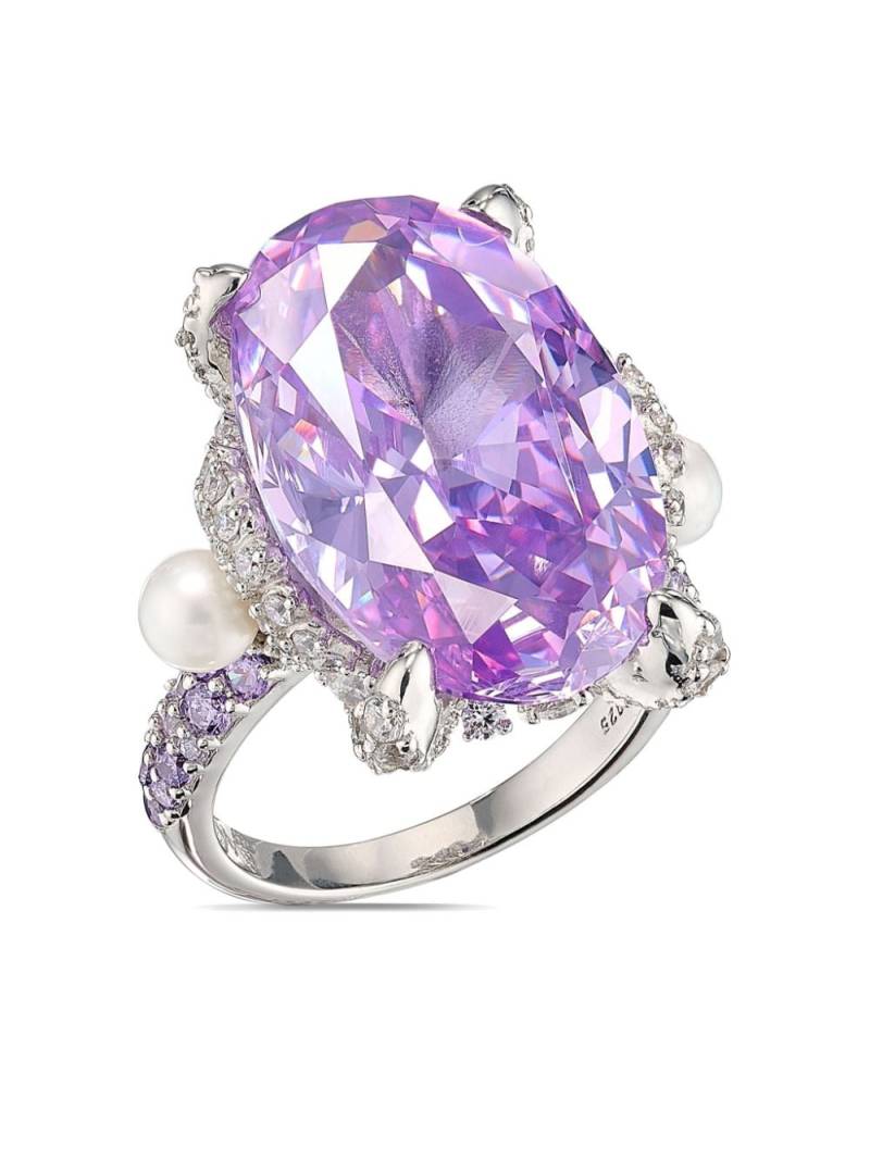 Anabela Chan 18kt white gold vermeil Lilac Mermaid gemstone and pearl ring - Purple von Anabela Chan