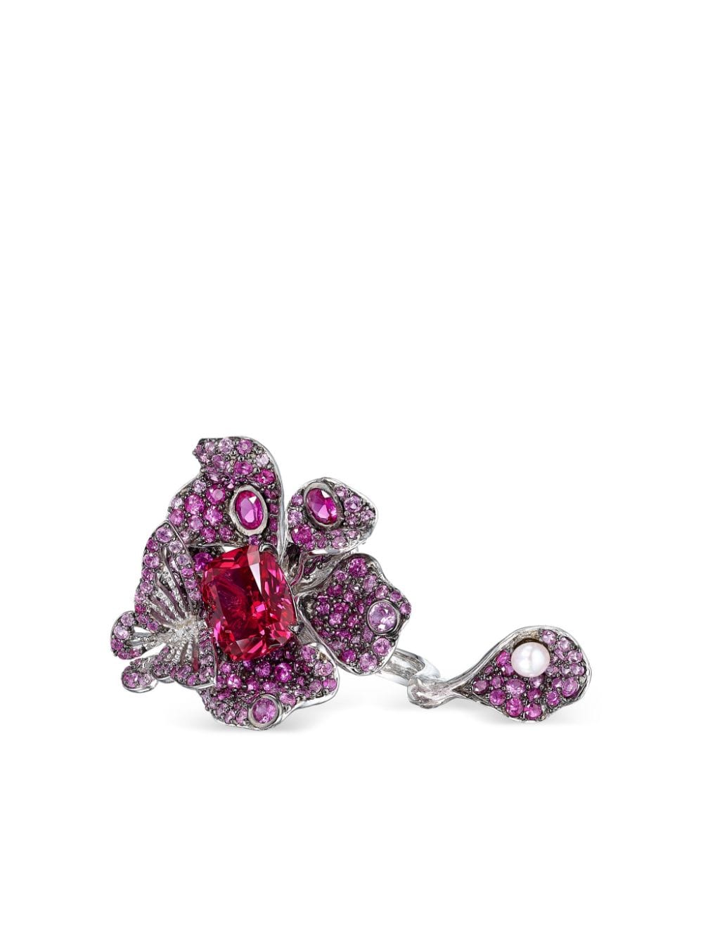 Anabela Chan 18kt white gold vermeil Ruby Peony Butterfly gemstone ring - Red von Anabela Chan