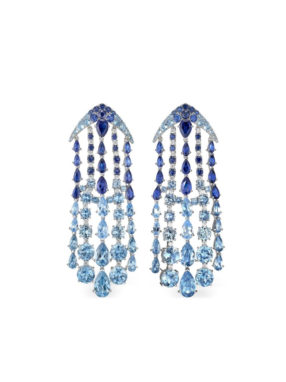 Anabela Chan 18kt white gold vermeil Waterfall multi-stone earrings - Blue von Anabela Chan