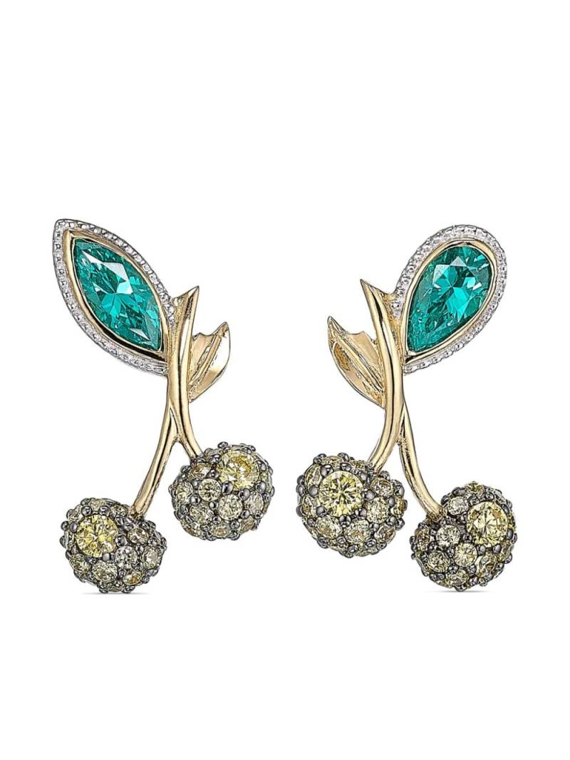 Anabela Chan 18kt yellow gold Cherry Stud multi-stone earrings - Green von Anabela Chan