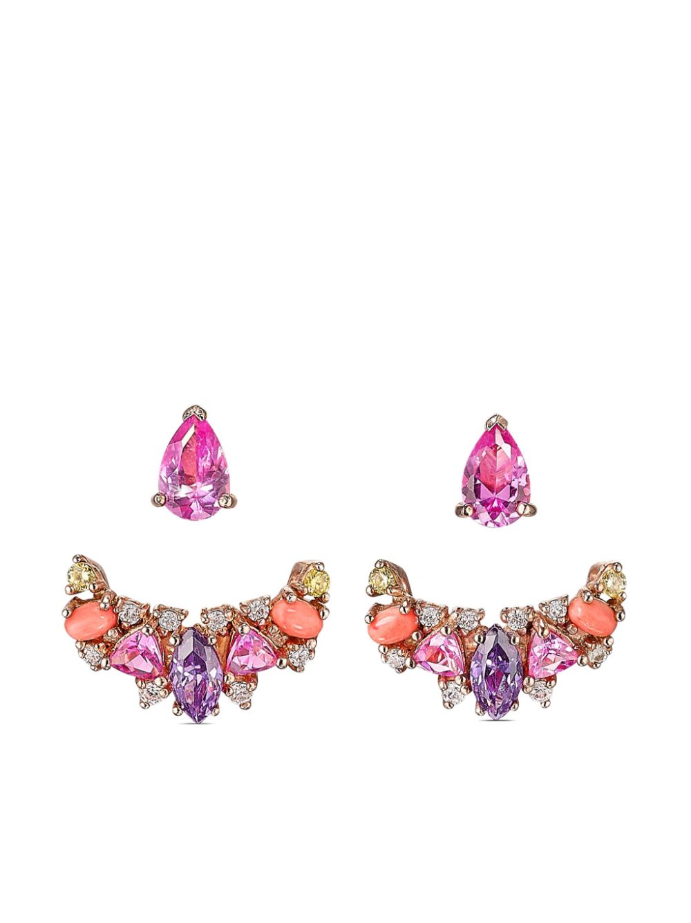 Anabela Chan 18kt yellow gold Twinkle Ear-Jacket earrings - Pink von Anabela Chan