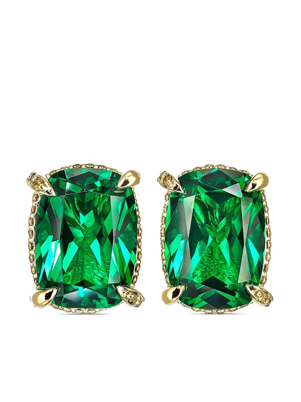 Anabela Chan 18kt yellow gold vermeil Wing emerald and diamond earrings - Green von Anabela Chan