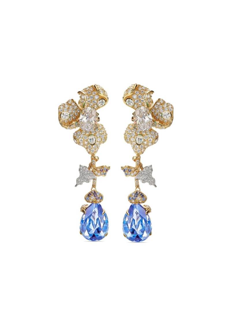 Anabela Chan 22kt yellow gold vermeil Aqua Orchid diamond and aquamarine earrings - Blue von Anabela Chan