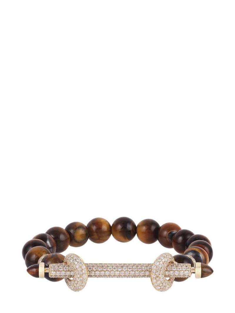 Ananya 18kt yellow gold Chakra diamond and tiger eye bracelet von Ananya