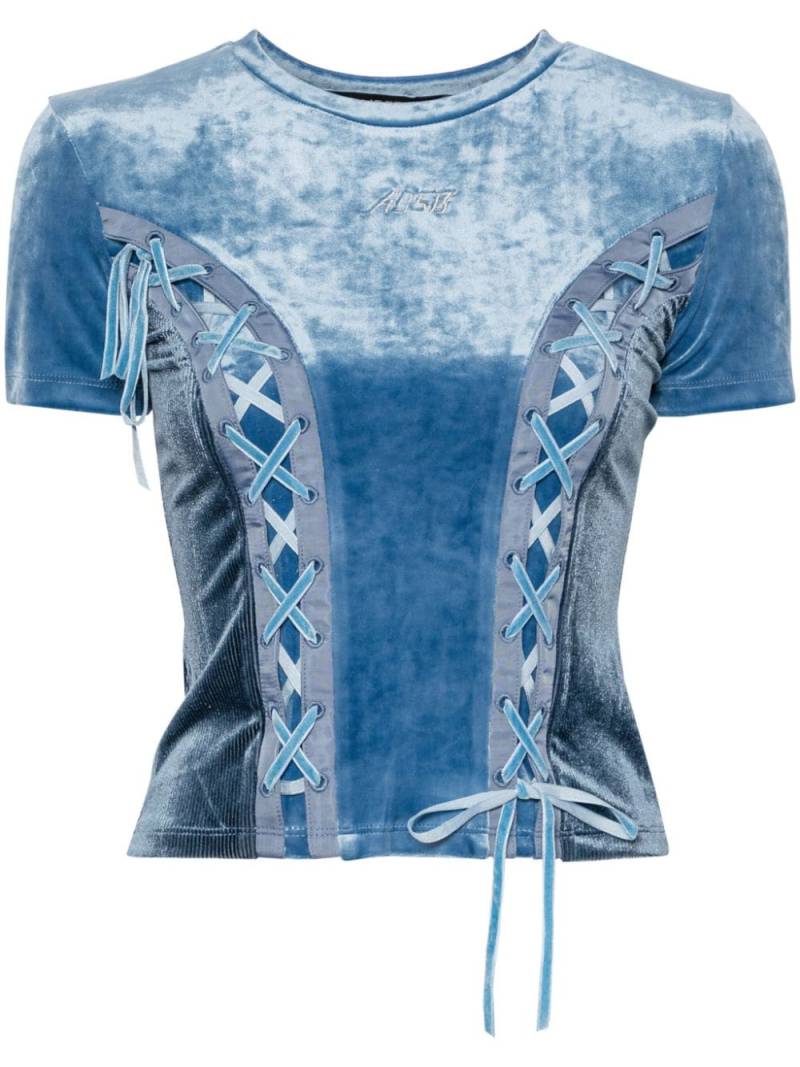 Andersson Bell velvet lace-up t-shirt - Blue von Andersson Bell