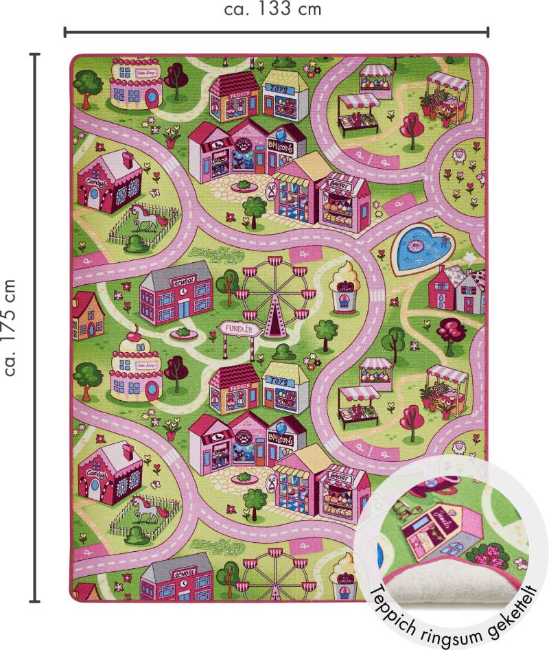 Andiamo Kinderteppich »Big City/Sweet Village«, rechteckig, Strassen-Spiel-Teppich, für Mädchen & Jungen, Kinderzimmer von Andiamo