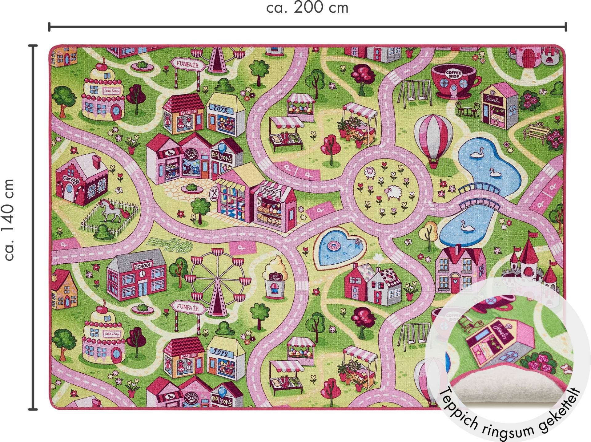 Andiamo Kinderteppich »Big City/Sweet Village«, rechteckig, Strassen-Spiel-Teppich, für Mädchen & Jungen, Kinderzimmer von Andiamo