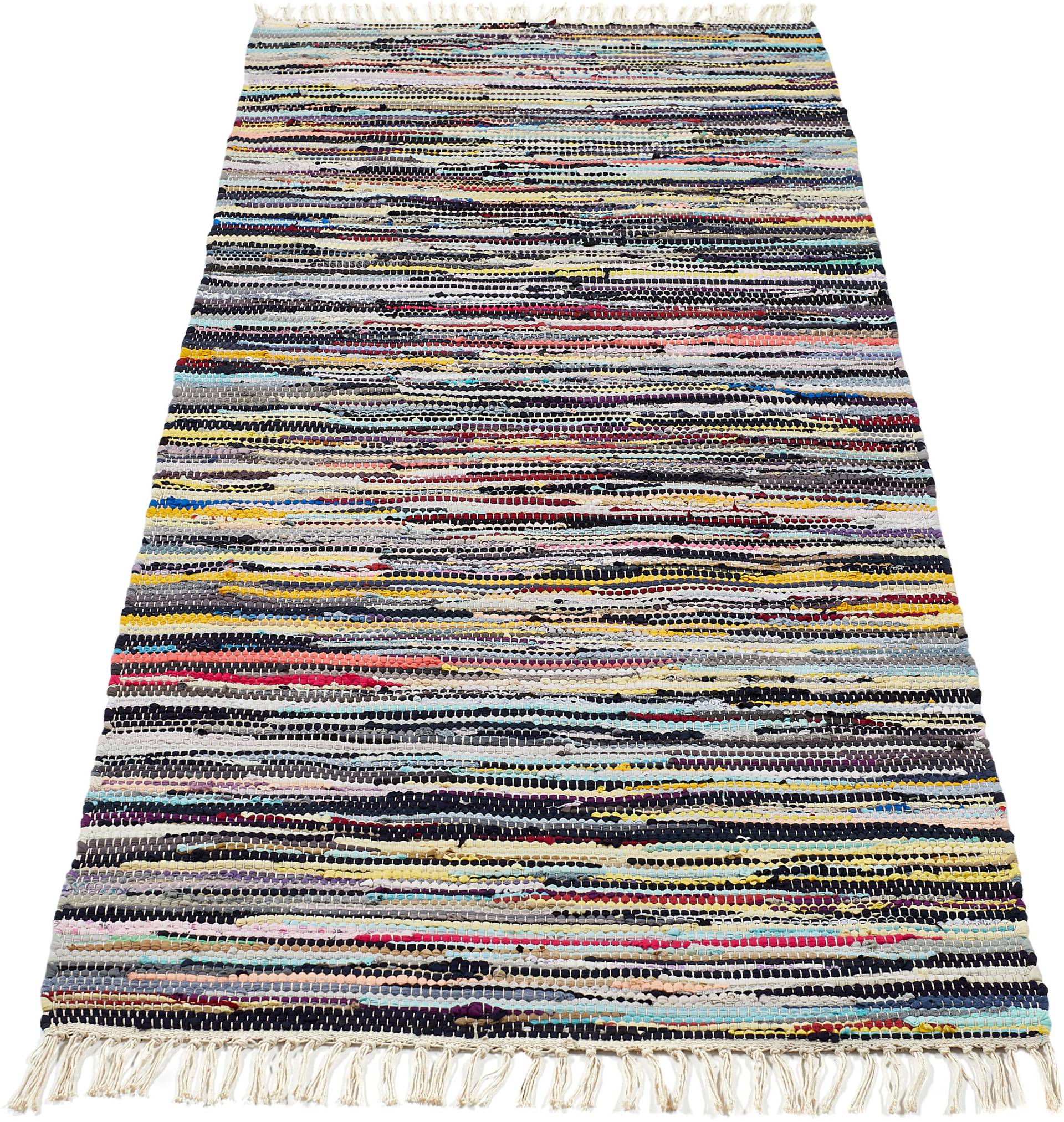 Andiamo Teppich »Multi«, rechteckig, 10 mm Höhe, Flachgewebe, Fleckerl, reine Baumwolle, handgewebt, mit Fransen Andiamo Teppich »Multi«, rechteckig, 10 mm Höhe, Flachgewebe, Fleckerl, reine Baumwolle, handgewebt, mit Fransen von Andiamo