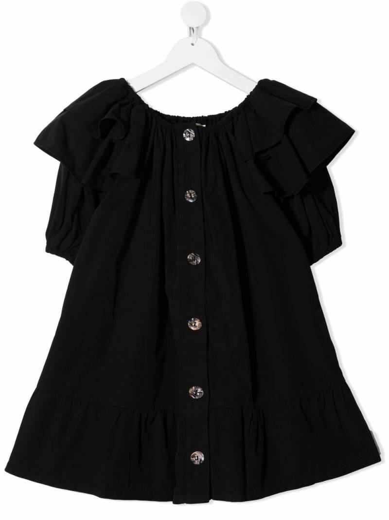 Andorine button-down ruffle dress - Black von Andorine