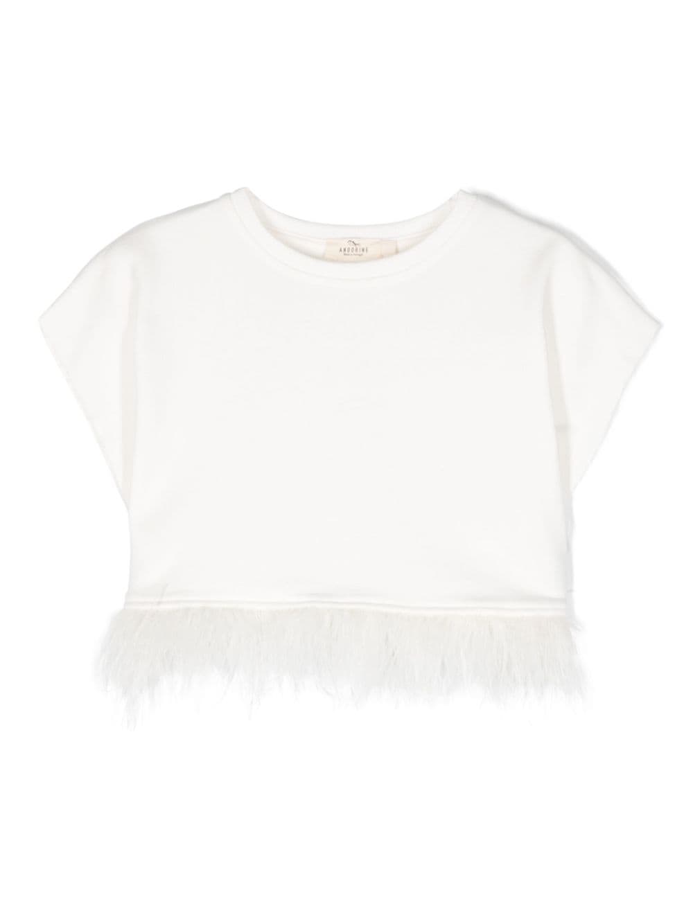 Andorine feather-detail organic cotton T-shirt - White von Andorine