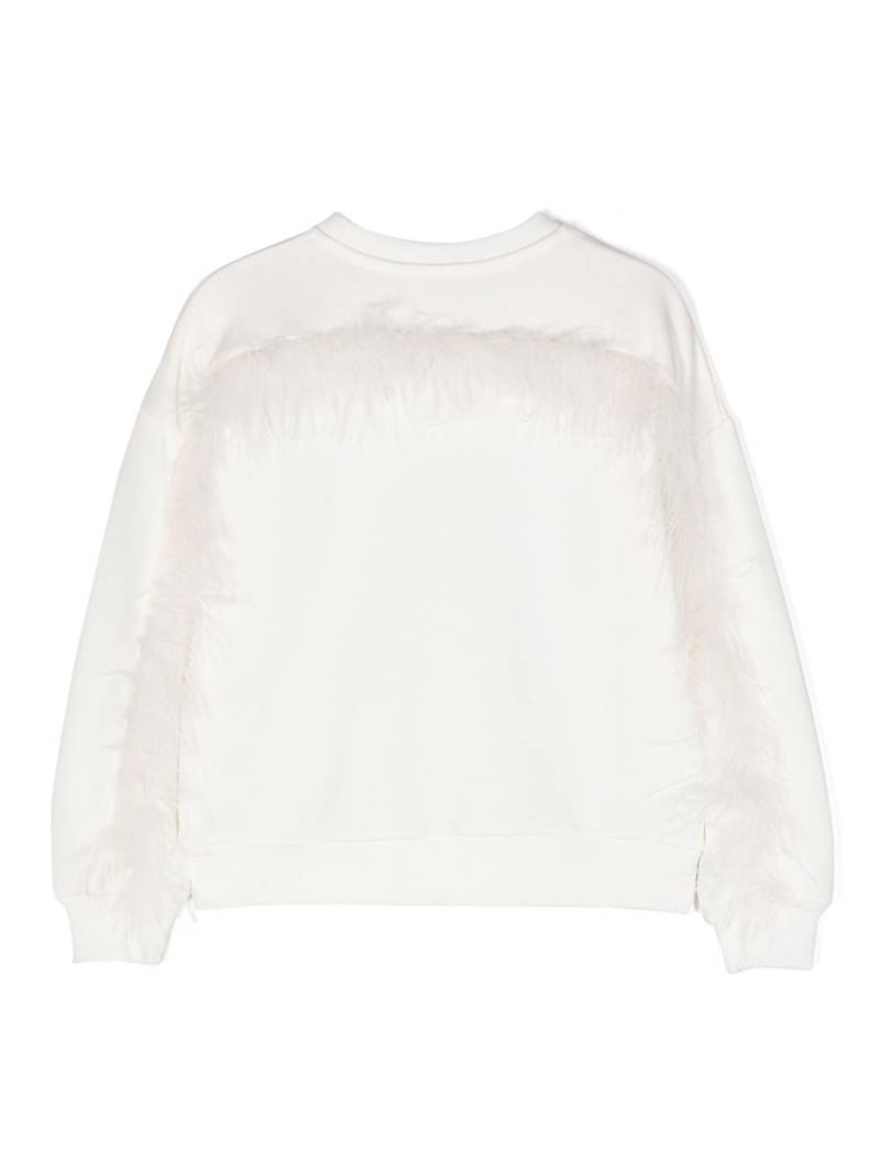 Andorine feather-detail organic cotton sweatshirt - White von Andorine