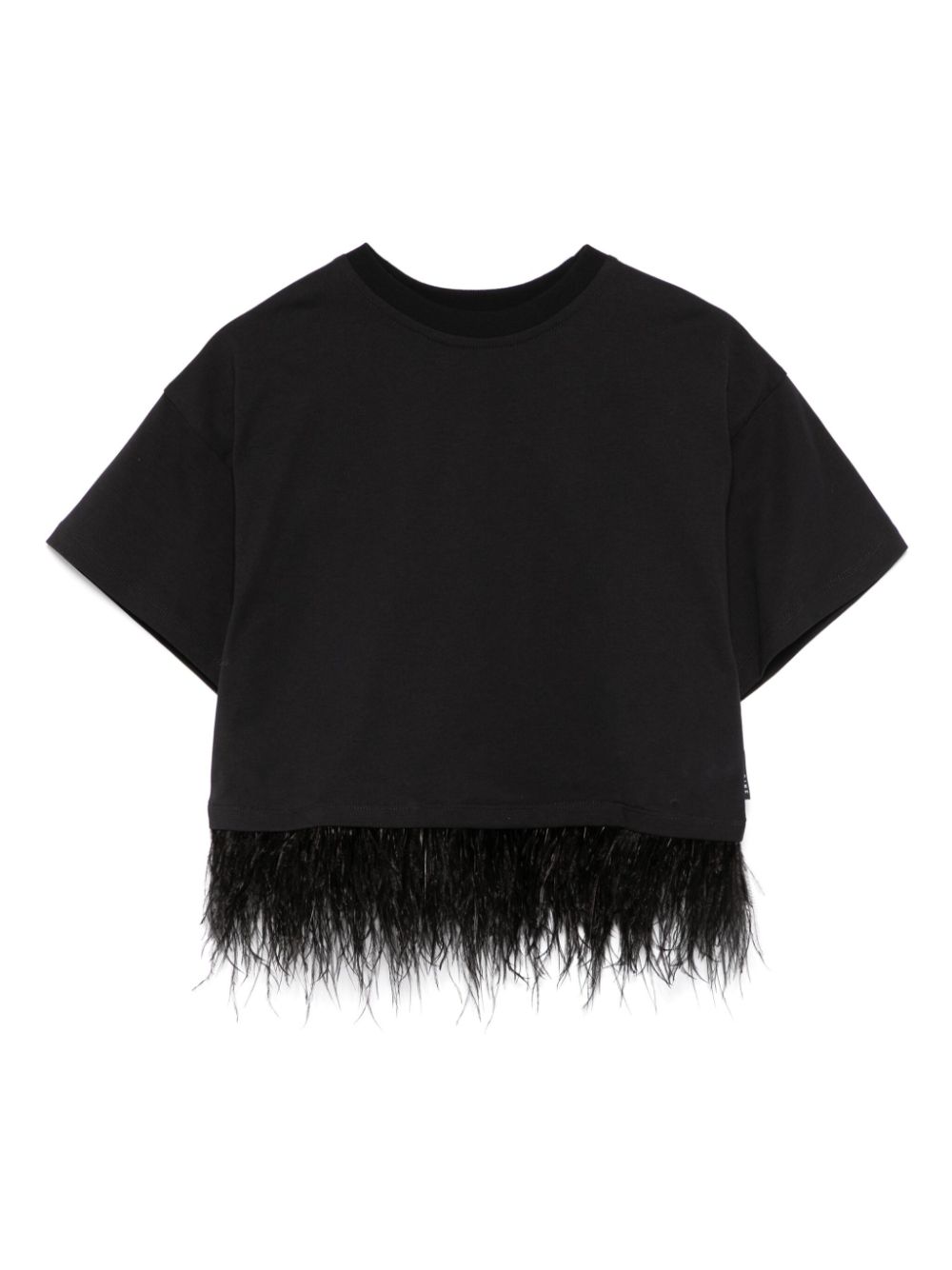 Andorine feather-trim T-shirt - Black von Andorine