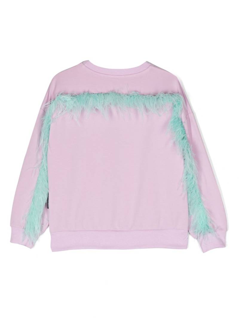 Andorine feather-trim organic cotton sweatshirt - Purple von Andorine