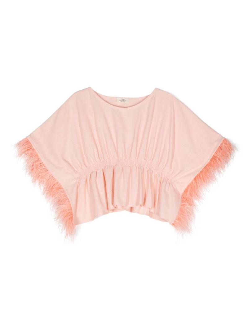 Andorine feather-trimmed kaftan - Pink von Andorine