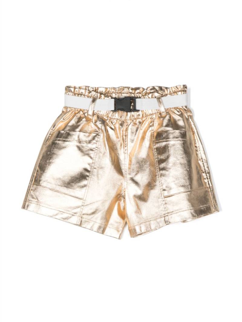 Andorine metallic-finish belted shorts - Gold von Andorine