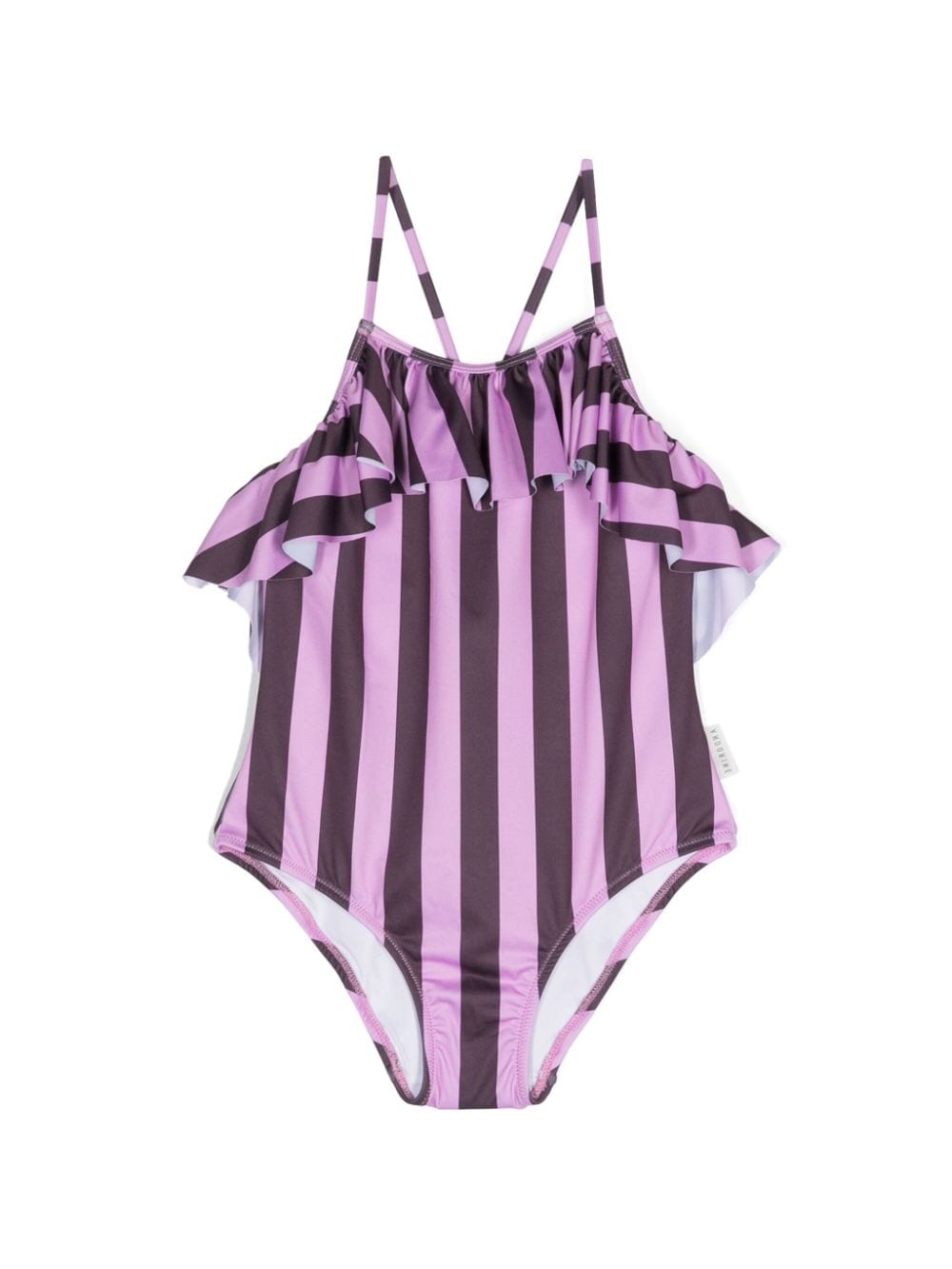 Andorine ruffle-detailed striped swimsuit - Pink von Andorine