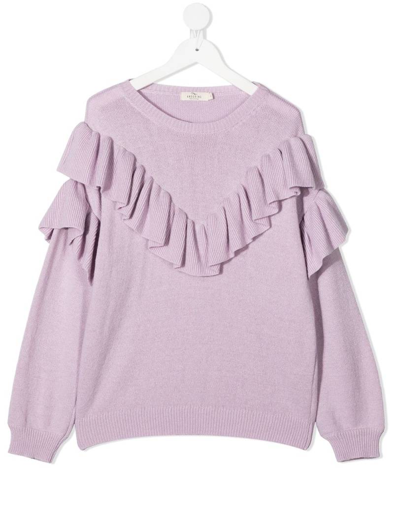 Andorine ruffle trim jumper - Purple von Andorine