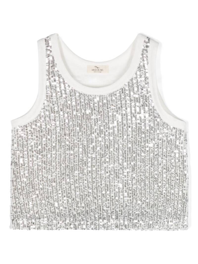 Andorine sequin embellished cropped T-shirt - Silver von Andorine