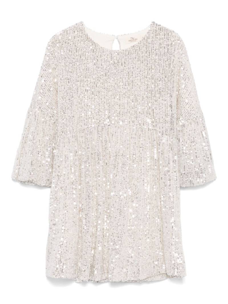 Andorine sequined puff-sleeve dress - Neutrals von Andorine