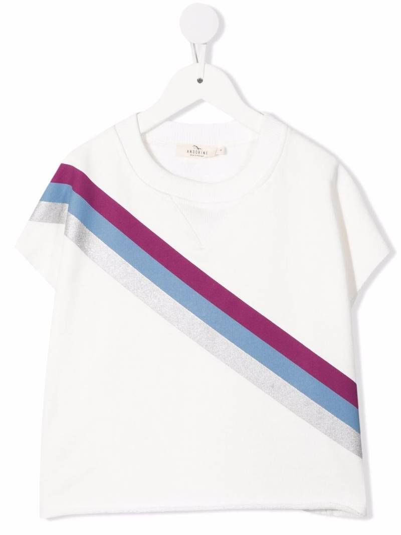 Andorine striped organic cotton T-shirt - White von Andorine