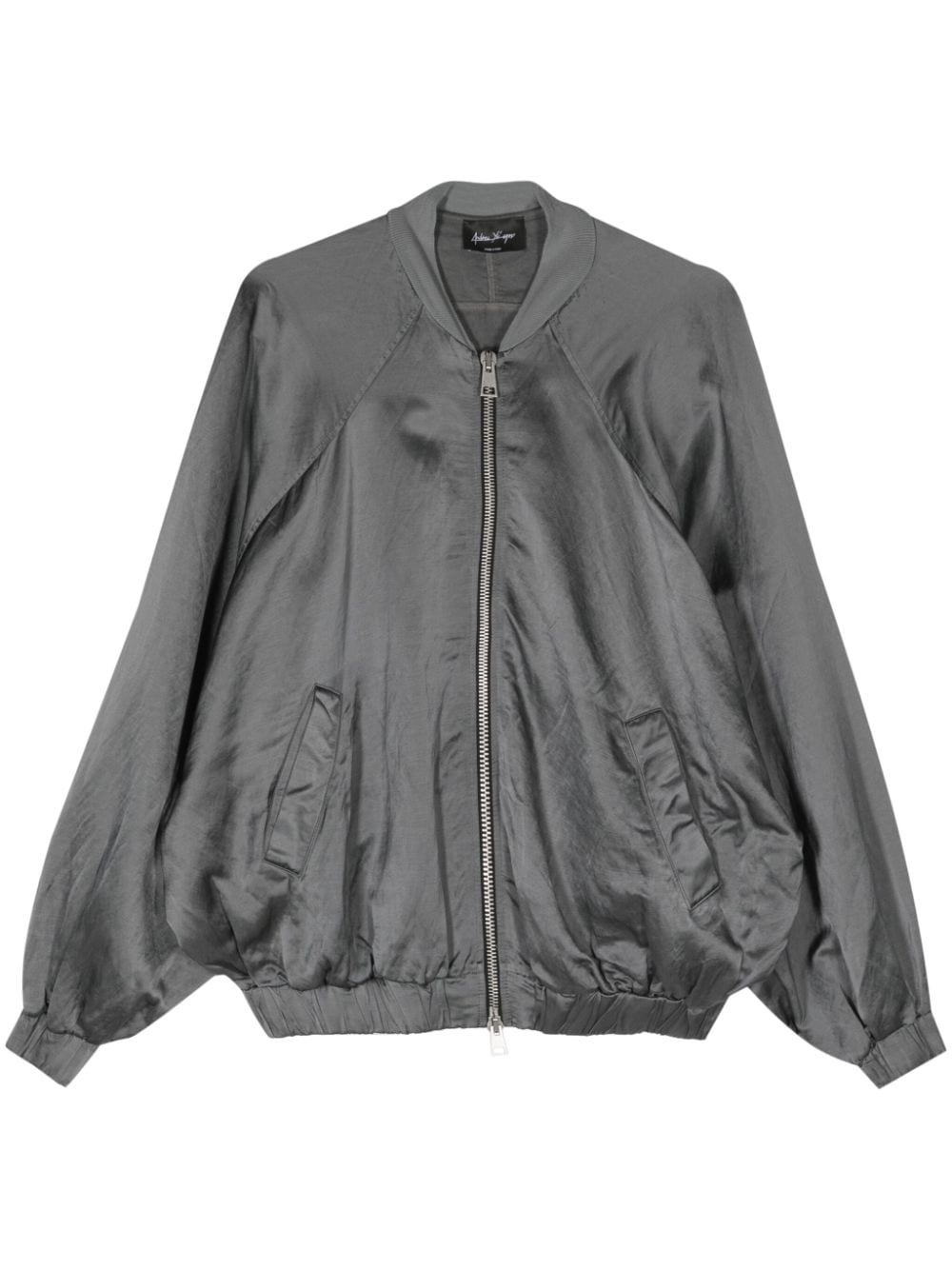 Andrea Ya'aqov batwing-sleeves satin bomber jacket - Grey von Andrea Ya'aqov