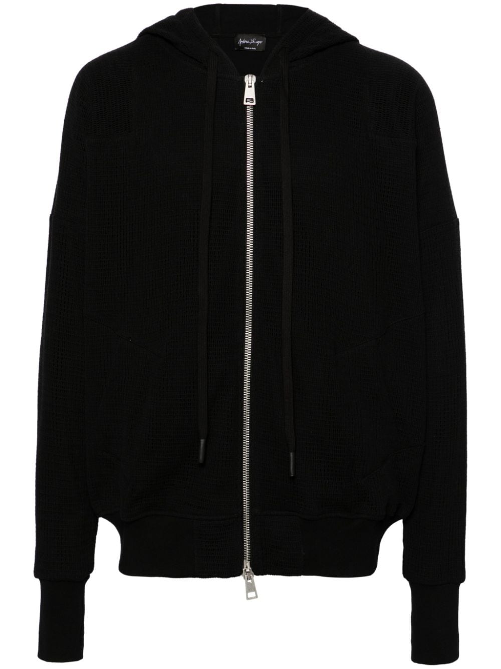 Andrea Ya'aqov mesh cotton hoodie - Black von Andrea Ya'aqov