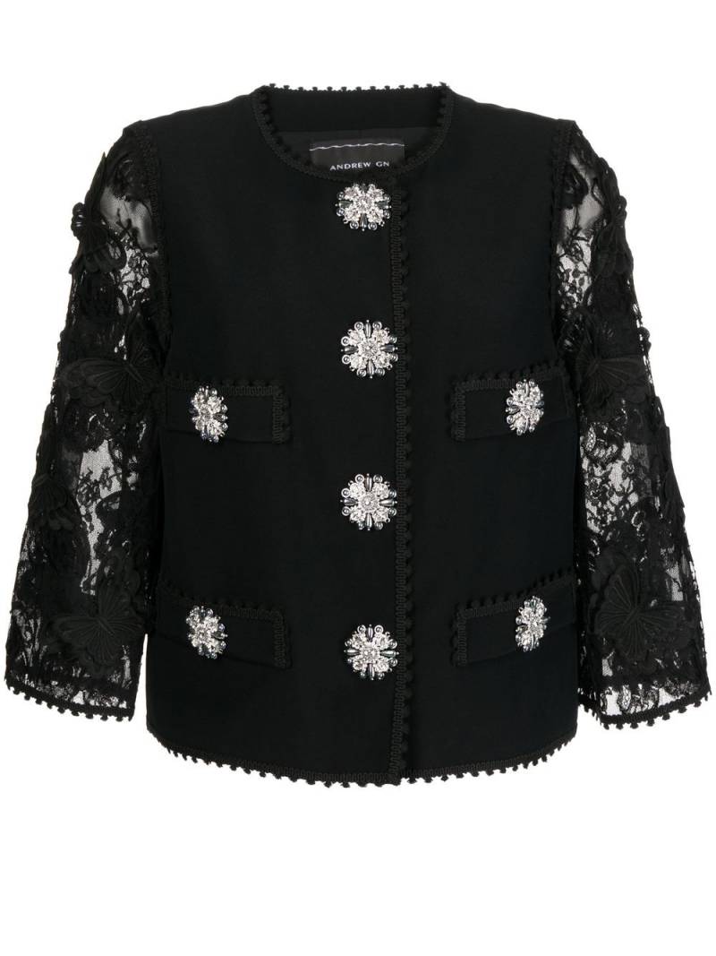 Andrew Gn crystal-button jacket - Black von Andrew Gn