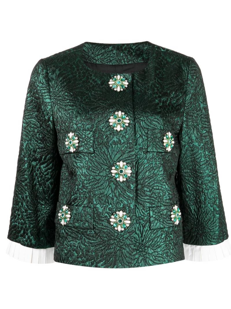 Andrew Gn crystal-embellished cropped jacket - Green von Andrew Gn