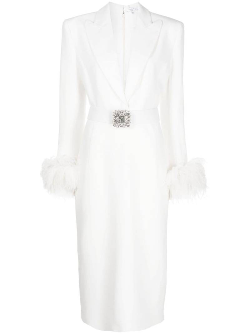 Andrew Gn crystal-embellished feather-trim dress - White von Andrew Gn