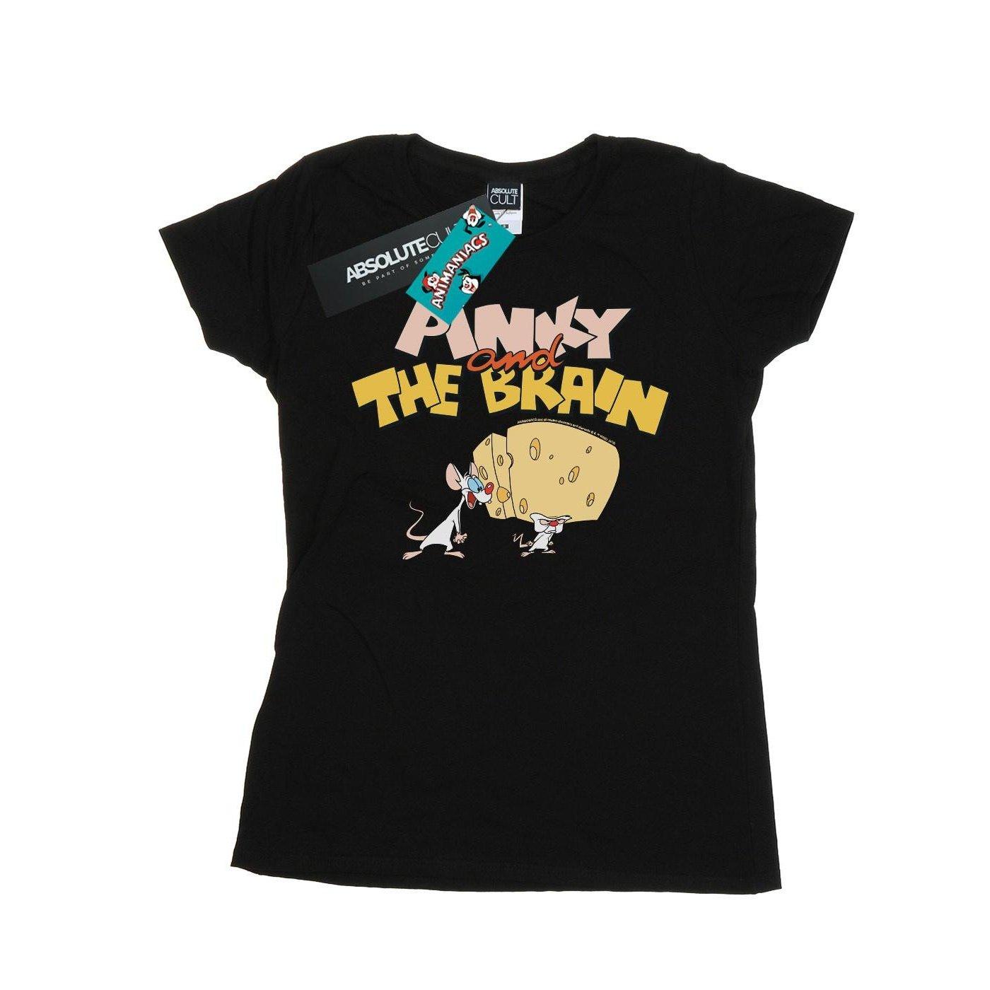Pinky And The Brain Cheese Head Tshirt Damen Schwarz XL von Animaniacs