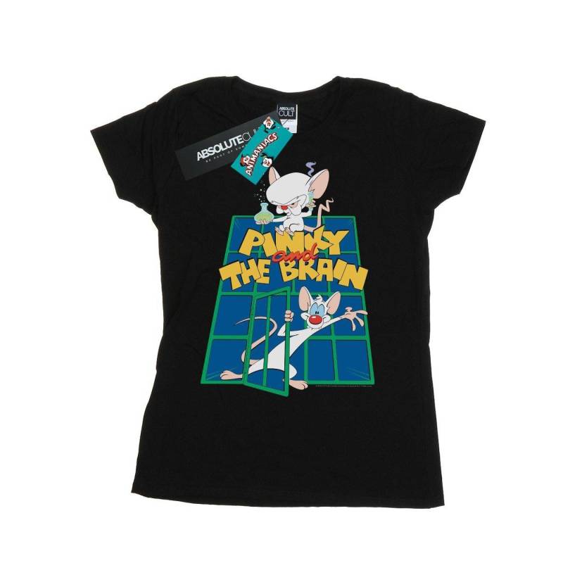 Pinky And The Brain Laboratory Tshirt Damen Schwarz M von Animaniacs