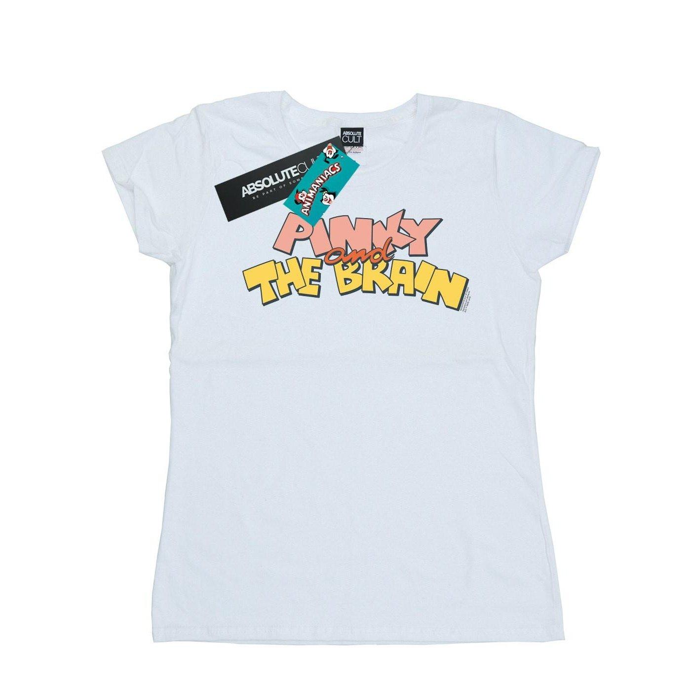Pinky And The Brain Logo Tshirt Damen Weiss XXL von Animaniacs