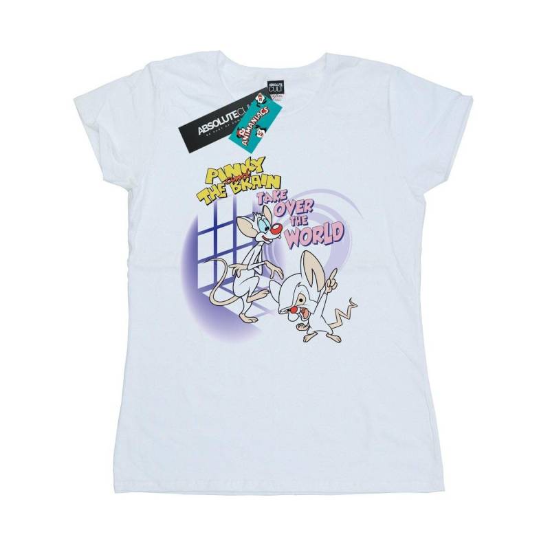 Pinky And The Brain Take Over The World Tshirt Damen Weiss XXL von Animaniacs