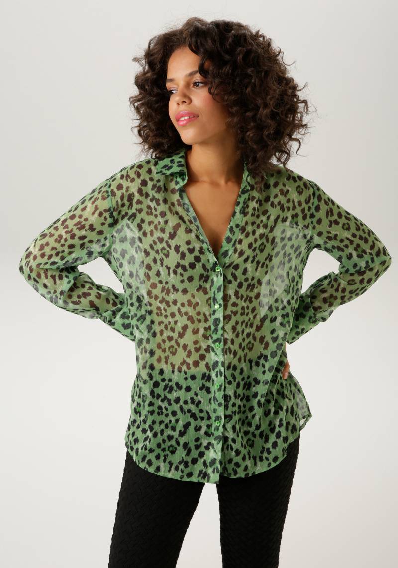 Aniston CASUAL Hemdbluse, mit trendfarbenem Animal-Print von Aniston CASUAL