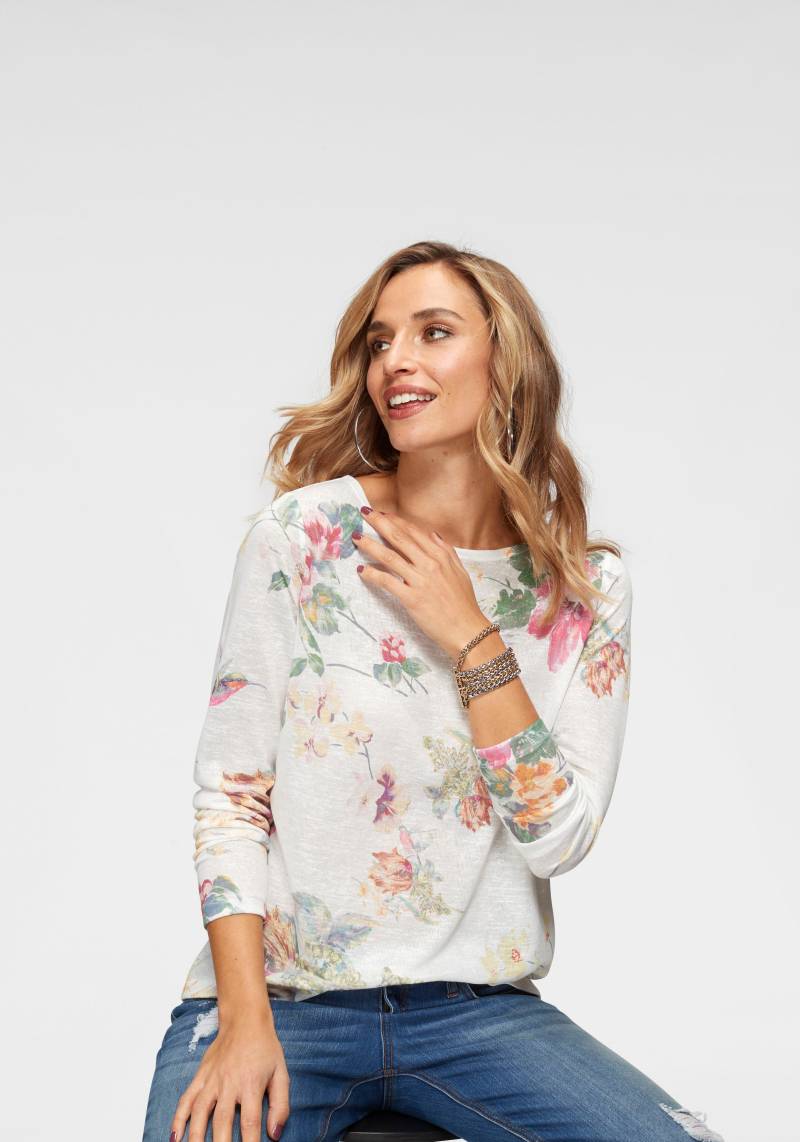 Aniston CASUAL Langarmshirt, mit grossflächigem Blumendruck und Vögeln von Aniston CASUAL