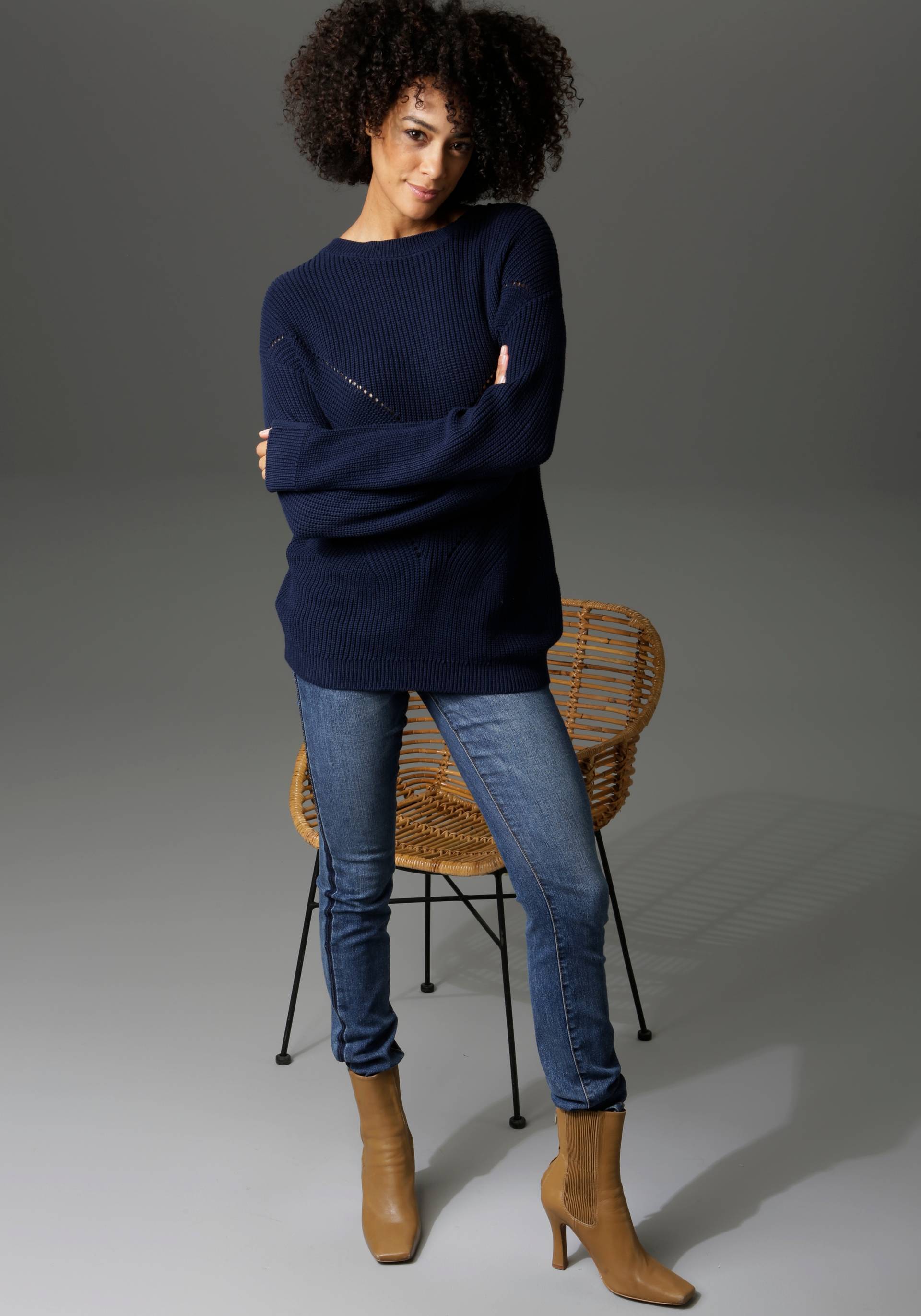 Aniston CASUAL Rundhalspullover, im Mustermix Aniston CASUAL Rundhalspullover, im Mustermix von Aniston CASUAL